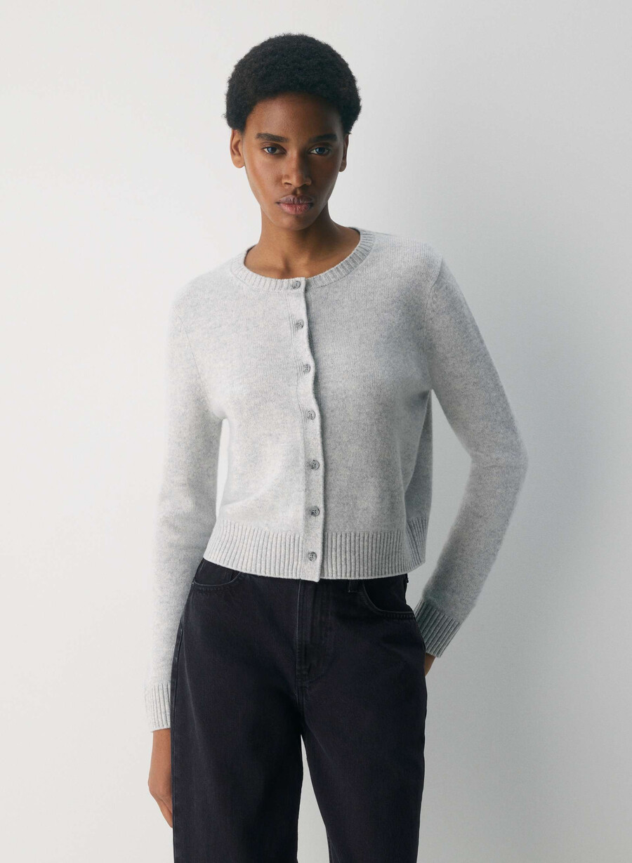 essential cashmere acme cardigan ljungfärgad krom