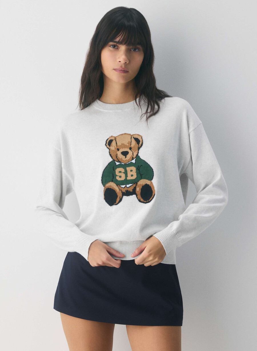 cotton charm prep icon tröja h cld vit nallebÄra