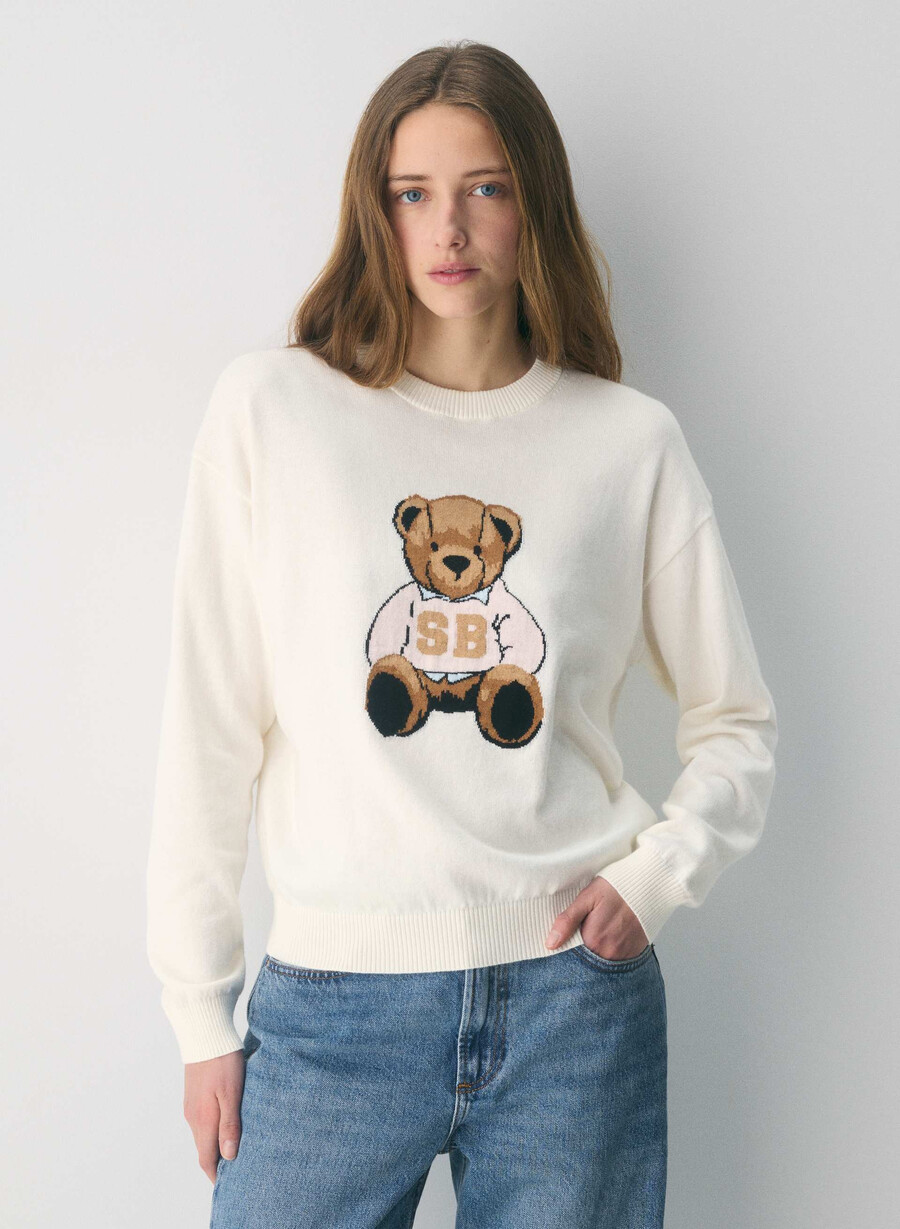 cotton charm prep icon tröja ljusbjÖrkteddy be