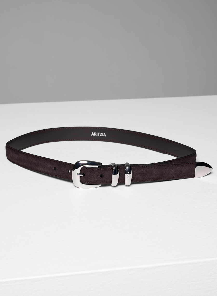 legendariskt massivt mässingsbälte i mocka modern brunsilver