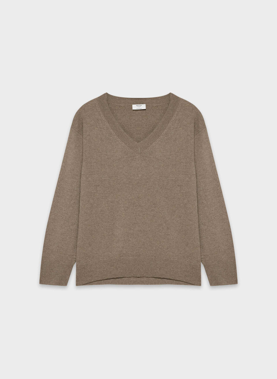 bare cashmere kompositionströja heather folio brun