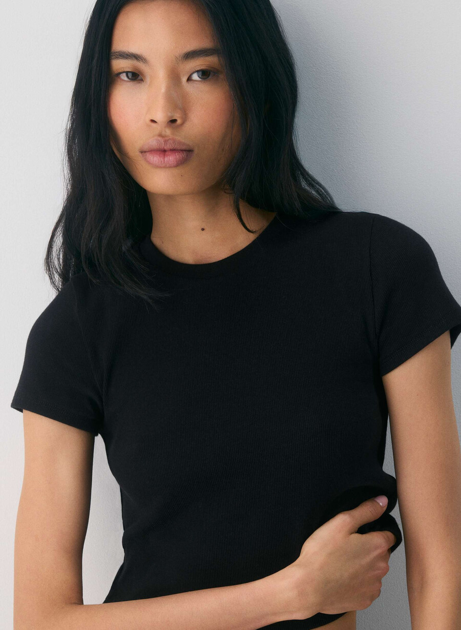 homestretch ribbad tune midja t-shirt svart