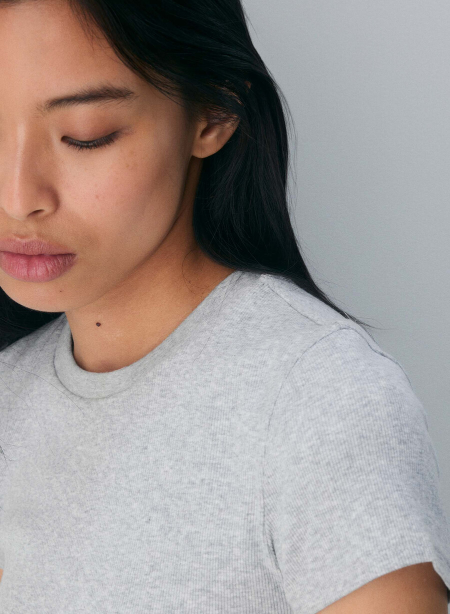 homestretch ribbad tune midja t-shirt ljunggrå krom