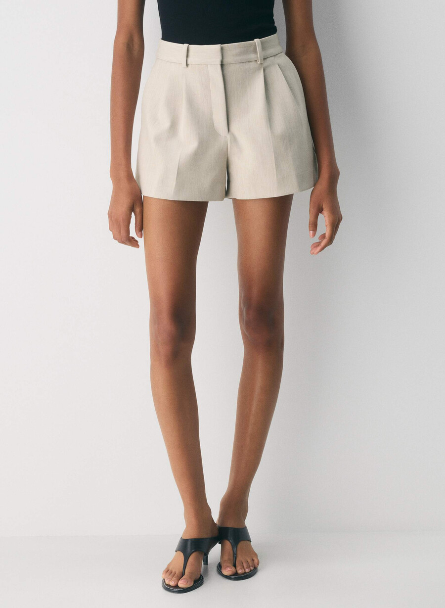 plisserade minishorts - Återväsentlig ljungfärgad matt pärla