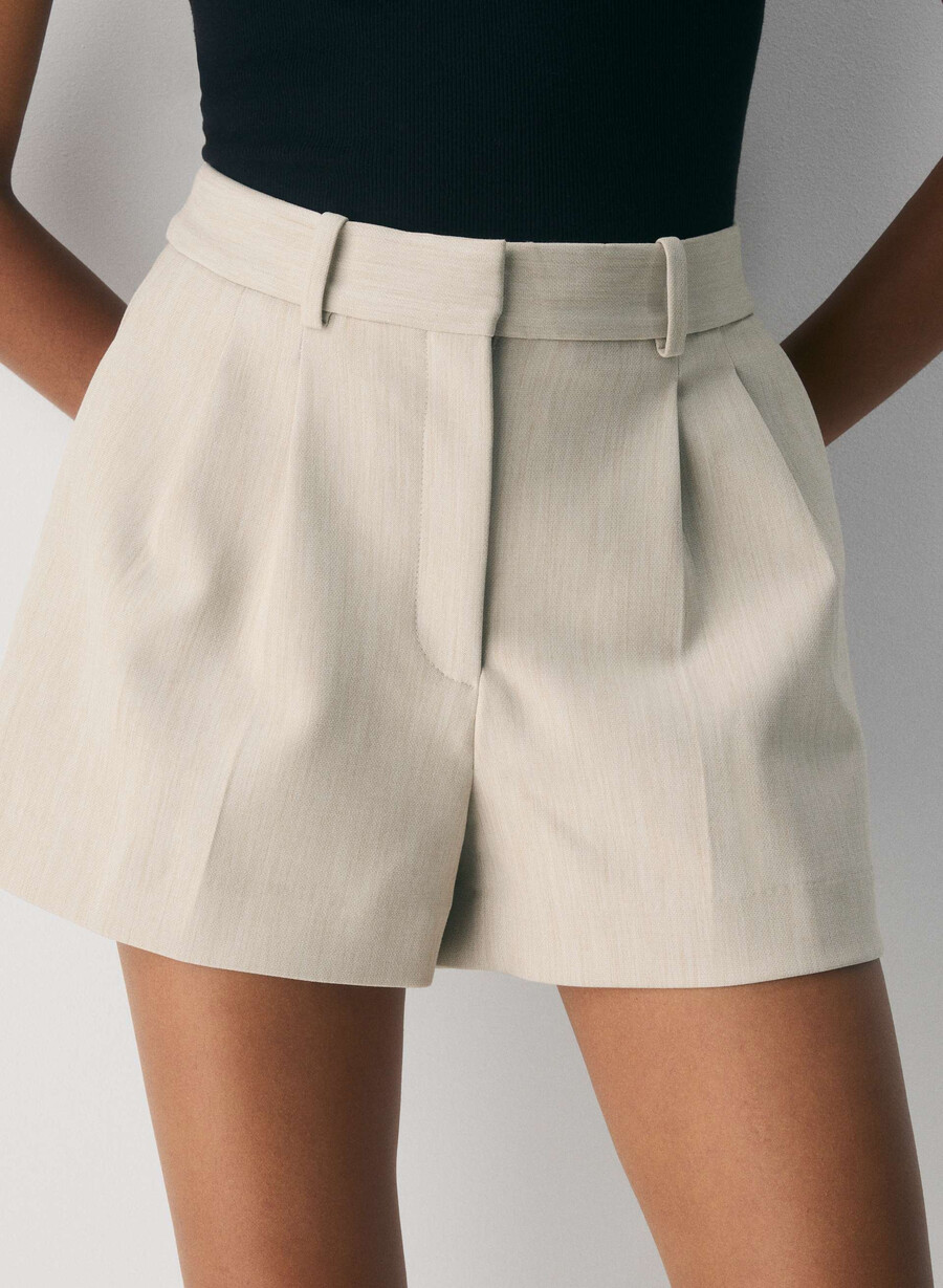 plisserade minishorts - Återväsentlig ljungfärgad matt pärla