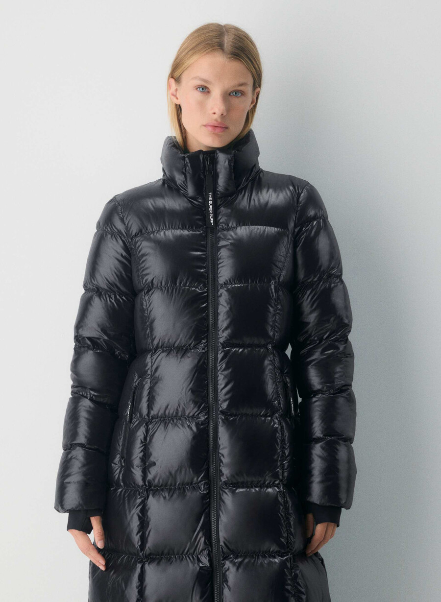 supersnug puff lång - högblank svart