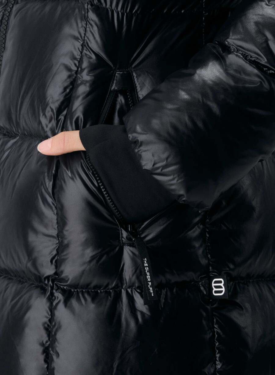 supersnug puff lång - högblank svart