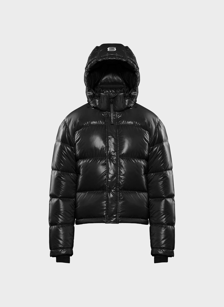 the super puff shorty - högblank svart