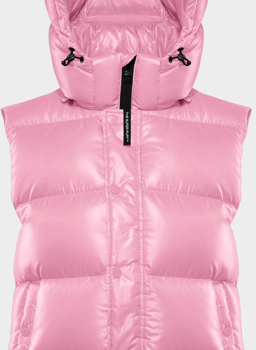 super puff väst - högblank morganite rosa