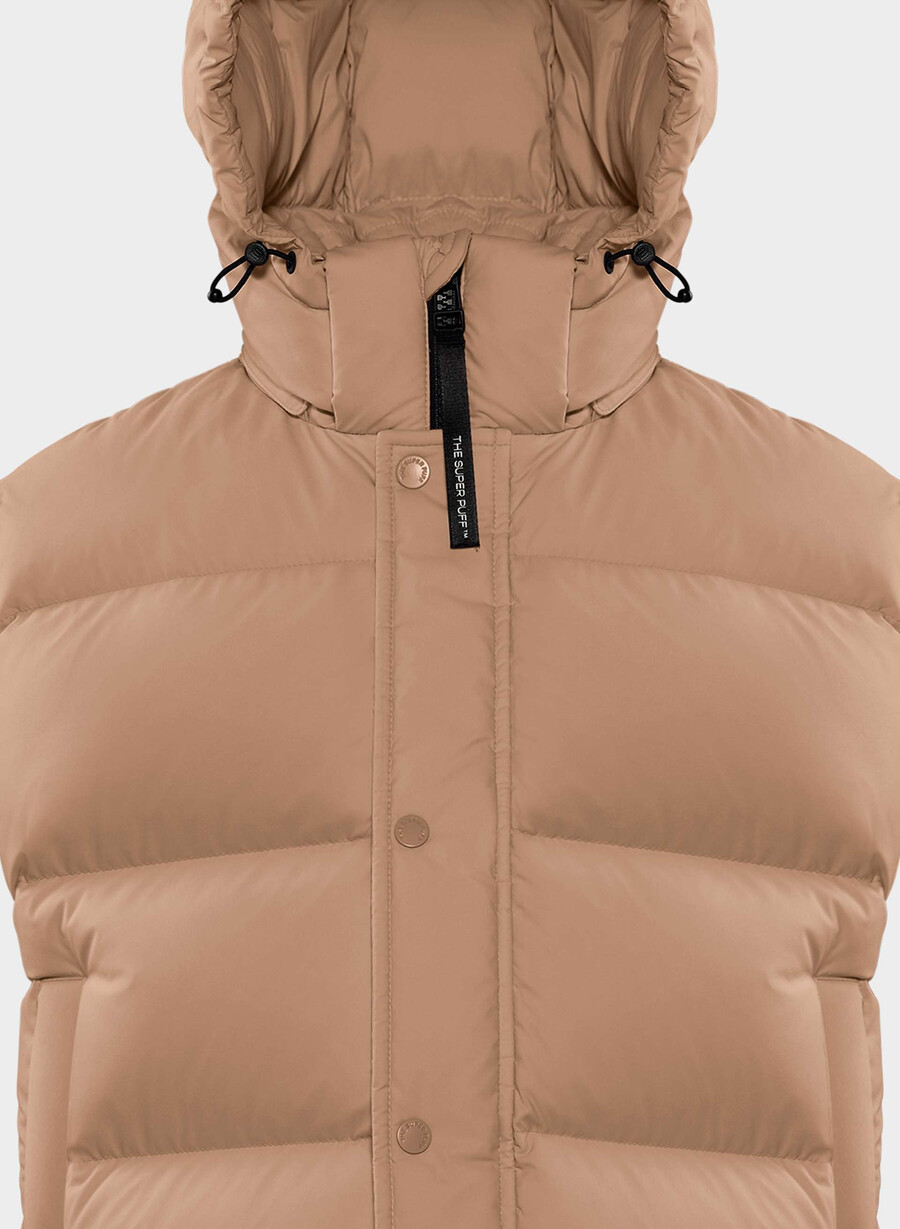 super puff shorty vest - climatte chokladmousse