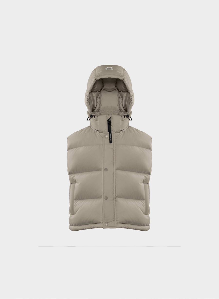 super puff shorty vest - climatte modern taupe